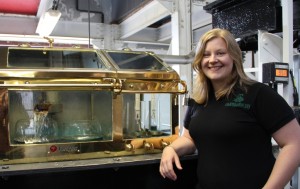 Mhairi checking the quality of the distillate