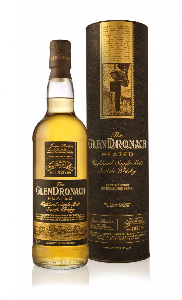 AA GlenDronach Peated - bottle in front of tube LR