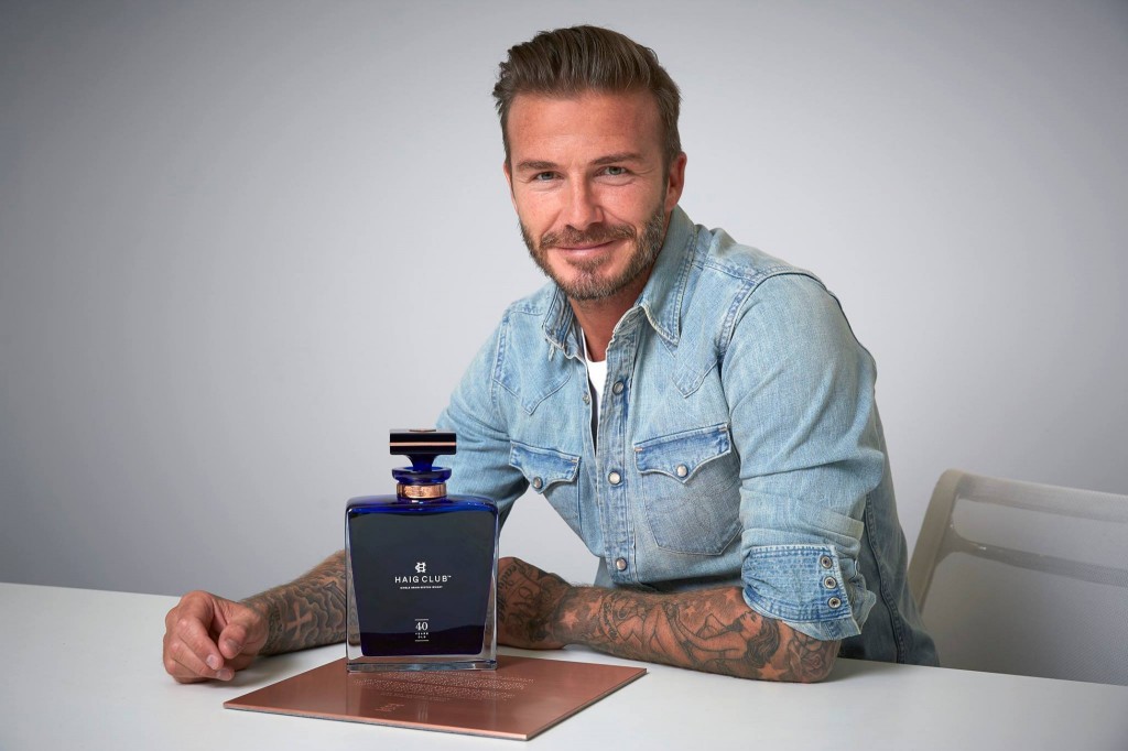 David Beckham with the special 40th Birthday Bottle from which this new Haig Club Limited Edition takes its inspiration