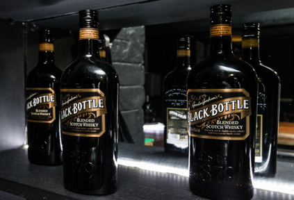 Black Bottle display at The Black Bar LR