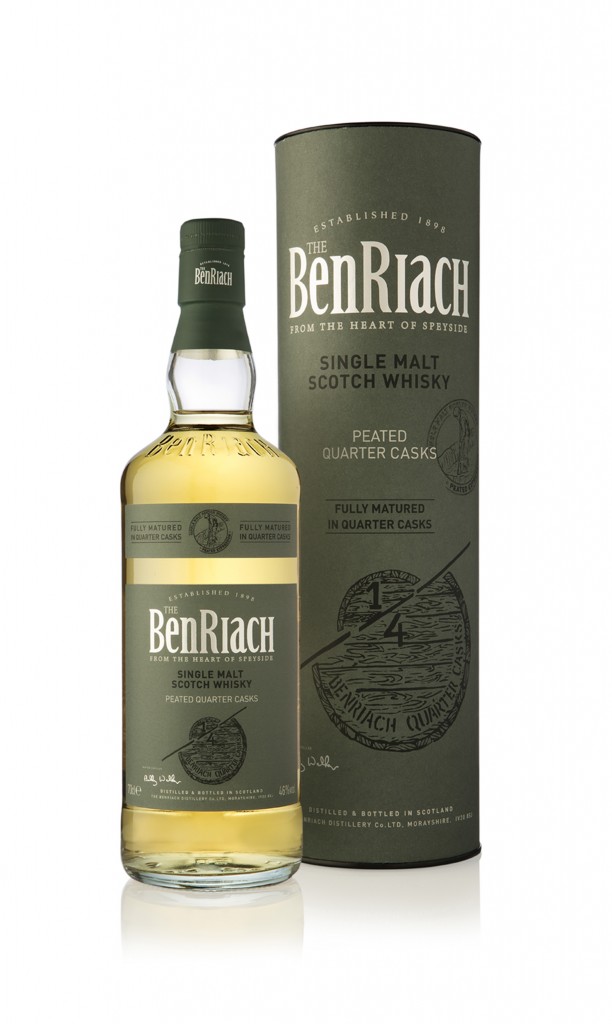 BenRiach Peated Quarter Casks - bottle in front of tube LR